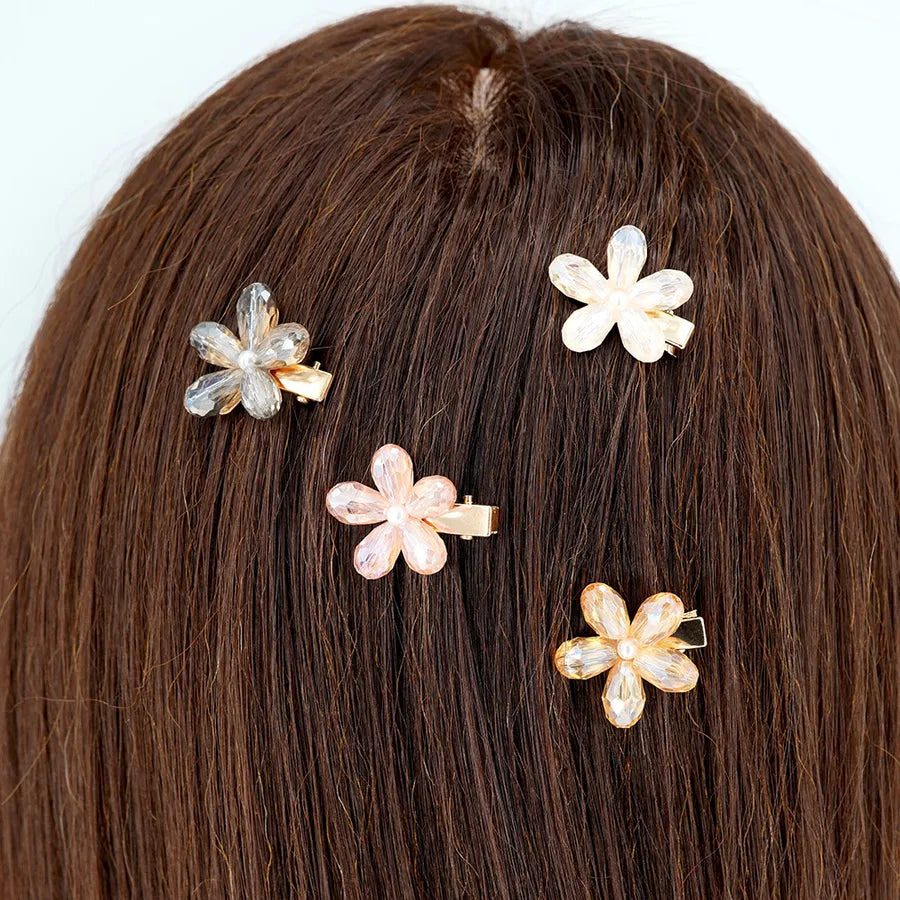 Sweet Women'S Plumeria Alloy Inlay Glass Hair Clip
