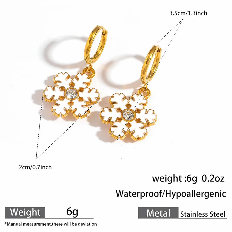 Christmas Santa Claus Ear Cuffs Titanium Steel 316L Quality Suitable For Commuting And Casual Occasions Drop Oil Earrings