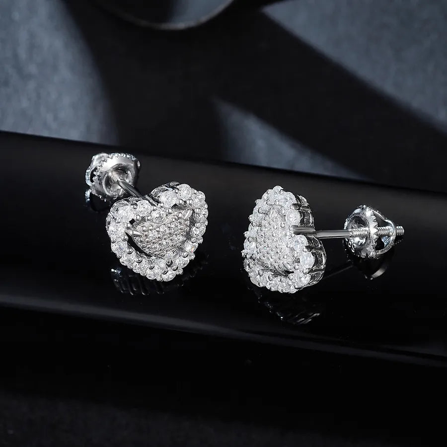 1 Pair 0.55 Karat Round Brilliant Cut Rhodium Plated 925 Sterling Silver 925 Sterling Silver Moissanite VS1-VS2 VVS1-VVS2 GRA Certificate Round Ear Studs Near Colorless(GHI)