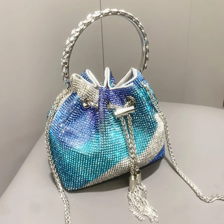 Women's Medium Polyester Color Block Elegant Bucket String Bucket Bag