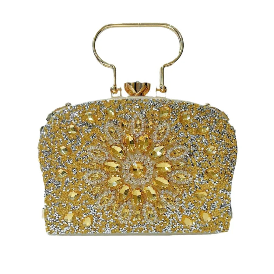 New Fashion Diamond Embedded Handbag Single Shoulder Crossbody Evening Party Banquet Bag Sparkling PU Box Shape Handbag