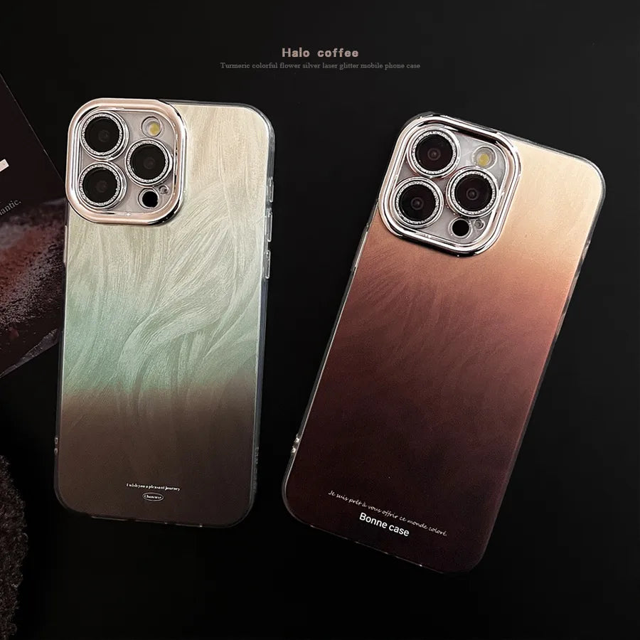 Fall Winter Brown Gradient Phone Case Full Cover Hard Shell For Apple 16Pro Max iPhone 15 Advanced 12 Compatible With Samsung Galaxy