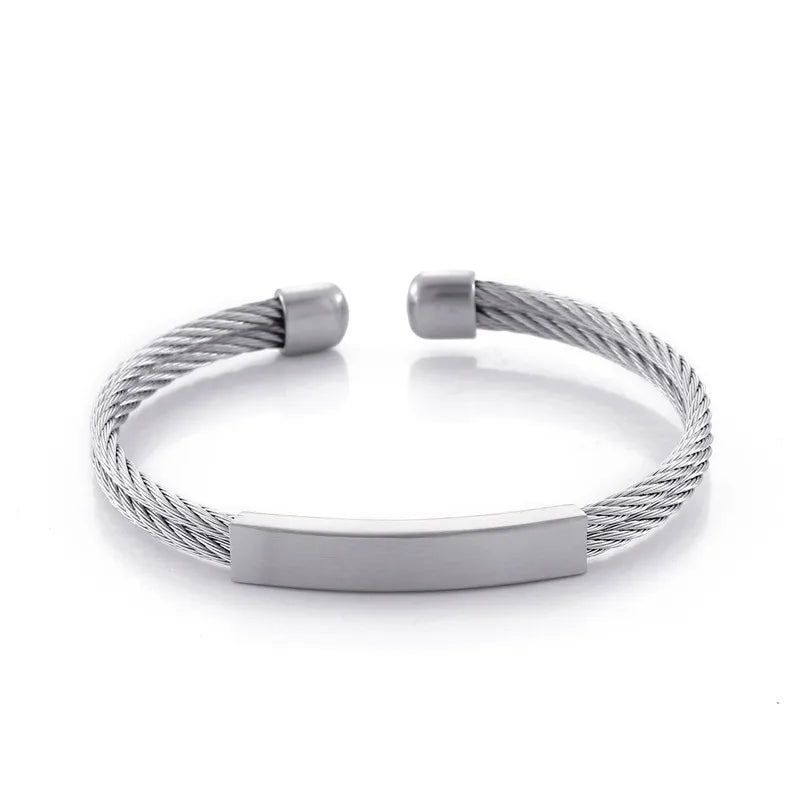 Streetwear Geometric Titanium Steel Plating 18K Gold Plated Men'S Cuff Bracelets
