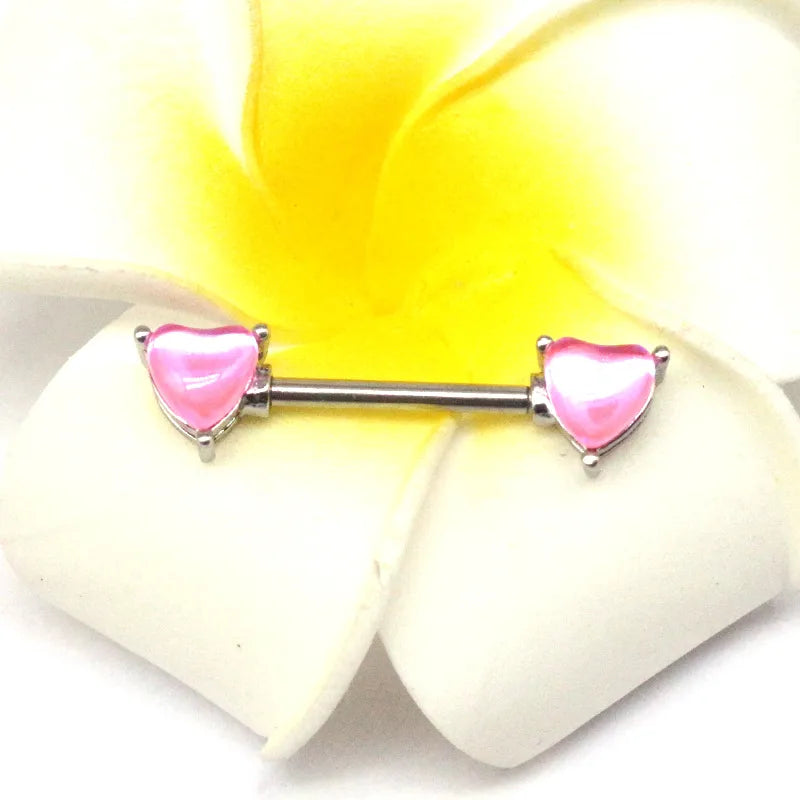1 Piece Nipple Rings & Studs Sexy Heart Shape 316L Stainless Steel  Alloy Plating Inlay Acrylic White Gold Plated Nipple Rings & Studs
