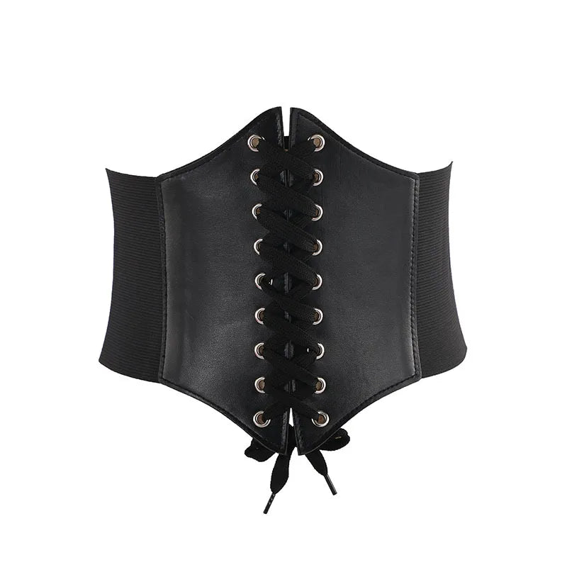 fashion solid color pu leather women's corset belts