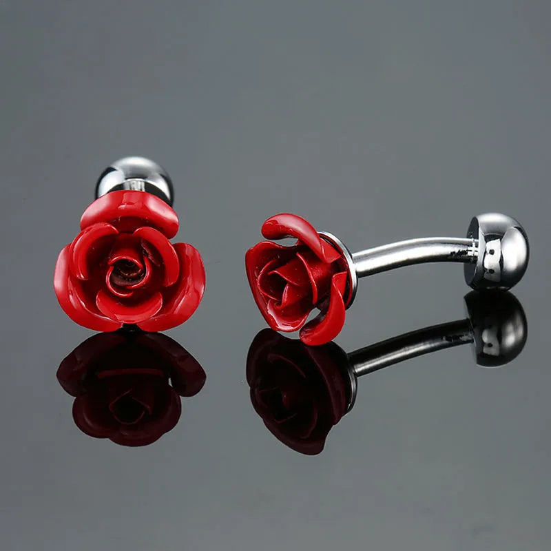 simple style leaf flower copper plating unisex cufflinks 1 pair