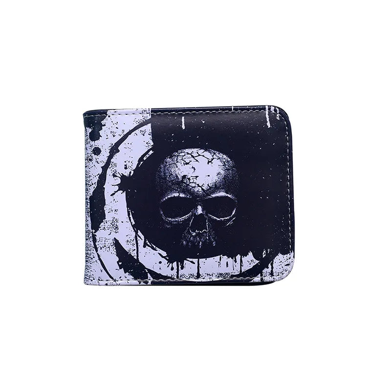 Men's Skull PVC Open Small Wallets