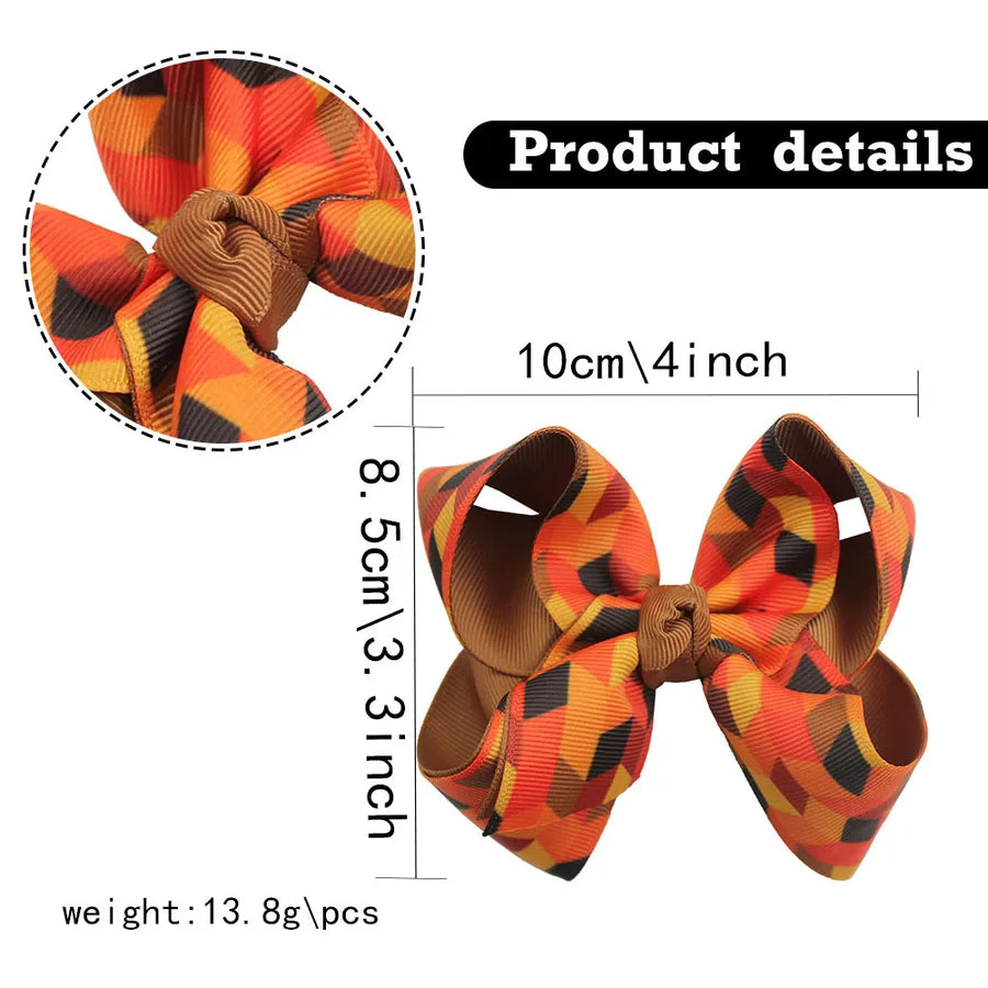 Halloween Thanksgiving Double Layer Bow Knot Pumpkin Ghost Themed Children's Hair Accessories Customizable Fall Season