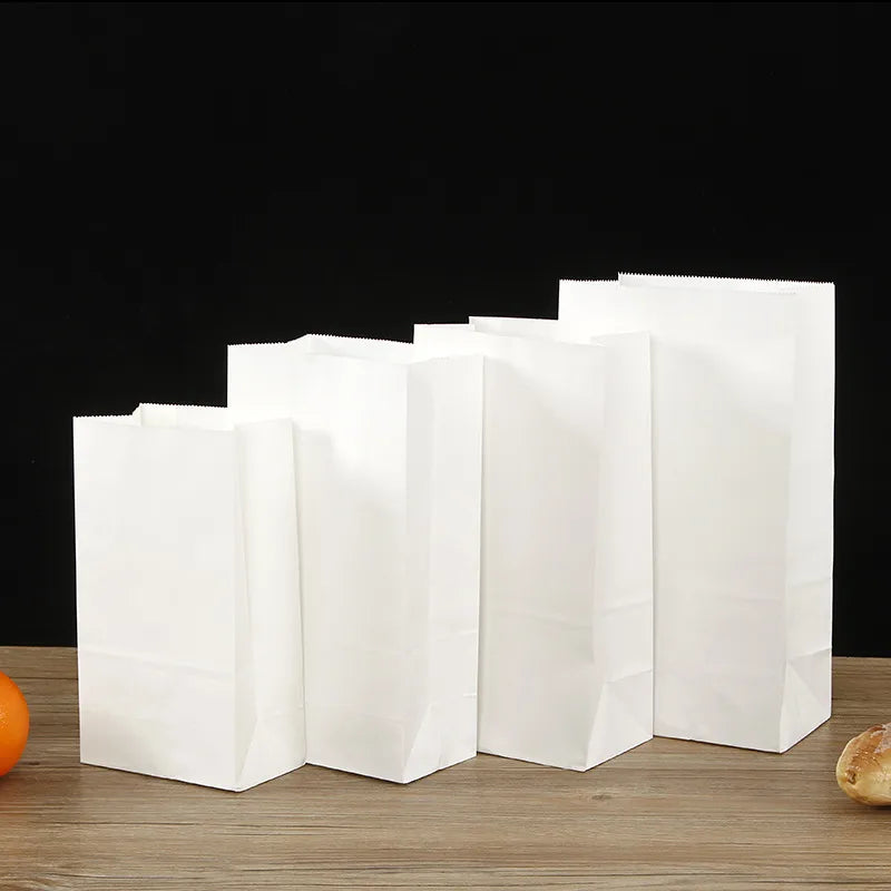 Thickened Food Kraft Paper Bag Customized Square Bottom Bag Baking Takeaway  and  Film Anti-oil Storage Packaging Bag