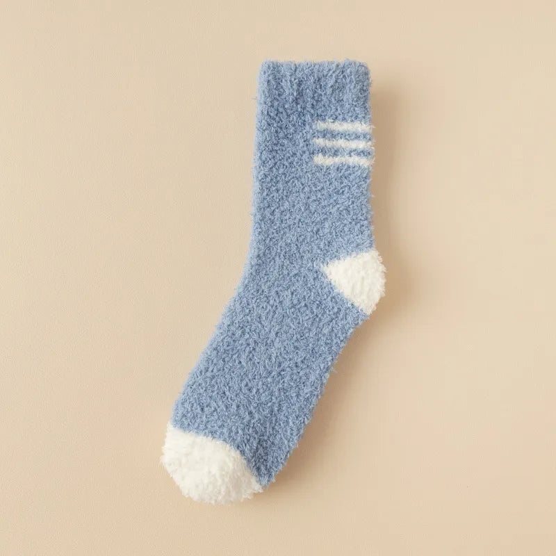 wool-free coral velvet socks men's mid-tube socks autumn and winter men's home warm floor plush socks