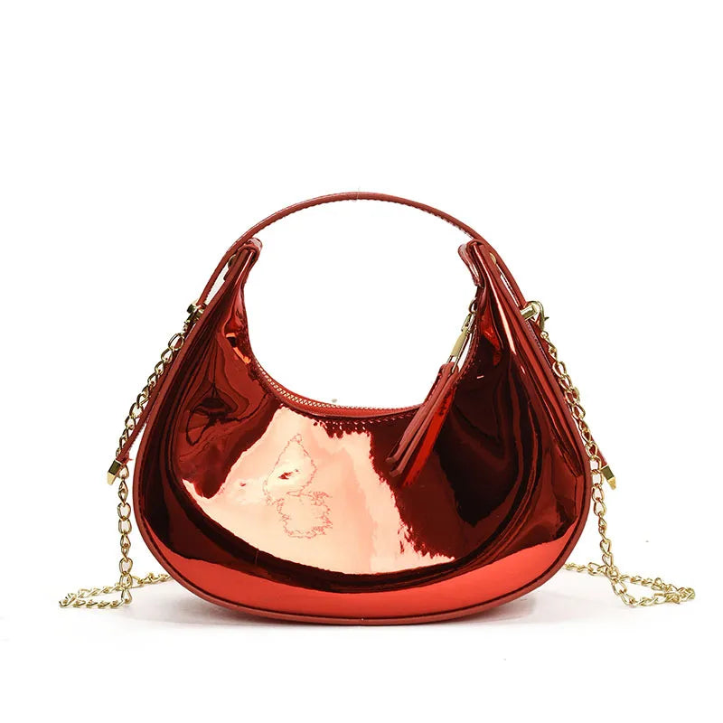 Women's Medium Pu Leather Solid Color Streetwear Sewing Thread Dumpling Shape Zipper Handbag Crossbody Bag