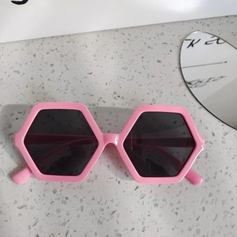 Simple Style Cool Style Solid Color UV400 Protection Resin Special-Shaped Mirror Full Frame Kids Sunglasses