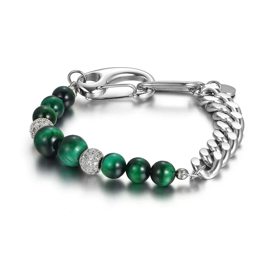 Hip-Hop Color Block 304 Stainless Steel Chain 18K Gold Plated Men's Bracelets