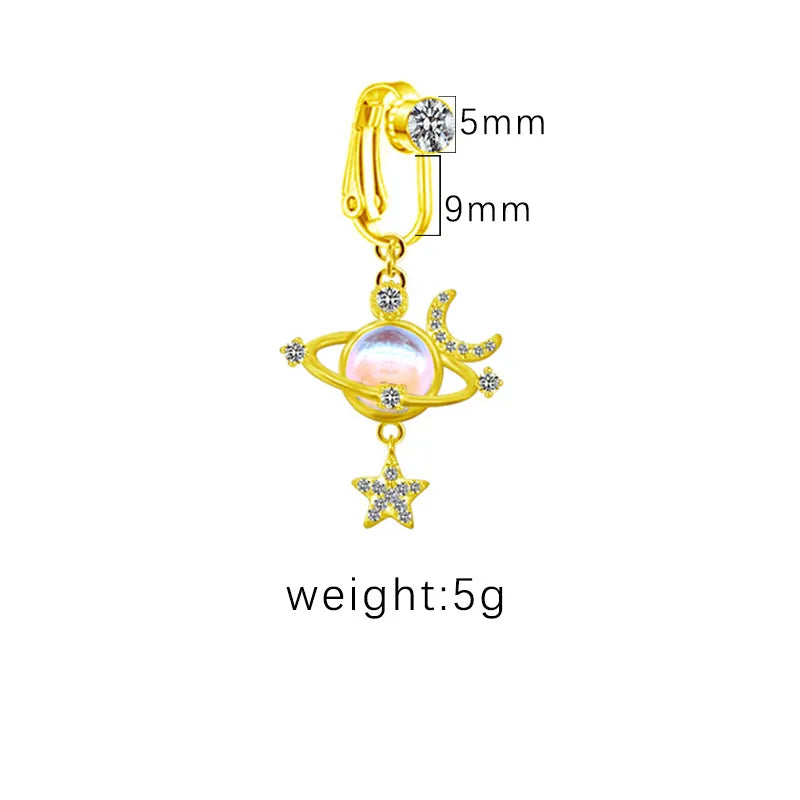 1 Piece Belly Rings Sexy Heart Shape Butterfly Planet 316L Stainless Steel  Alloy Plating Inlay Acrylic Rhinestones Glass White Gold Plated Gold Plated