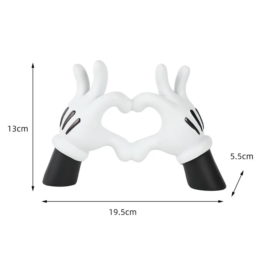 Cartoon Style Cute Gesture Heart Shape Resin Ornaments Artificial Decorations