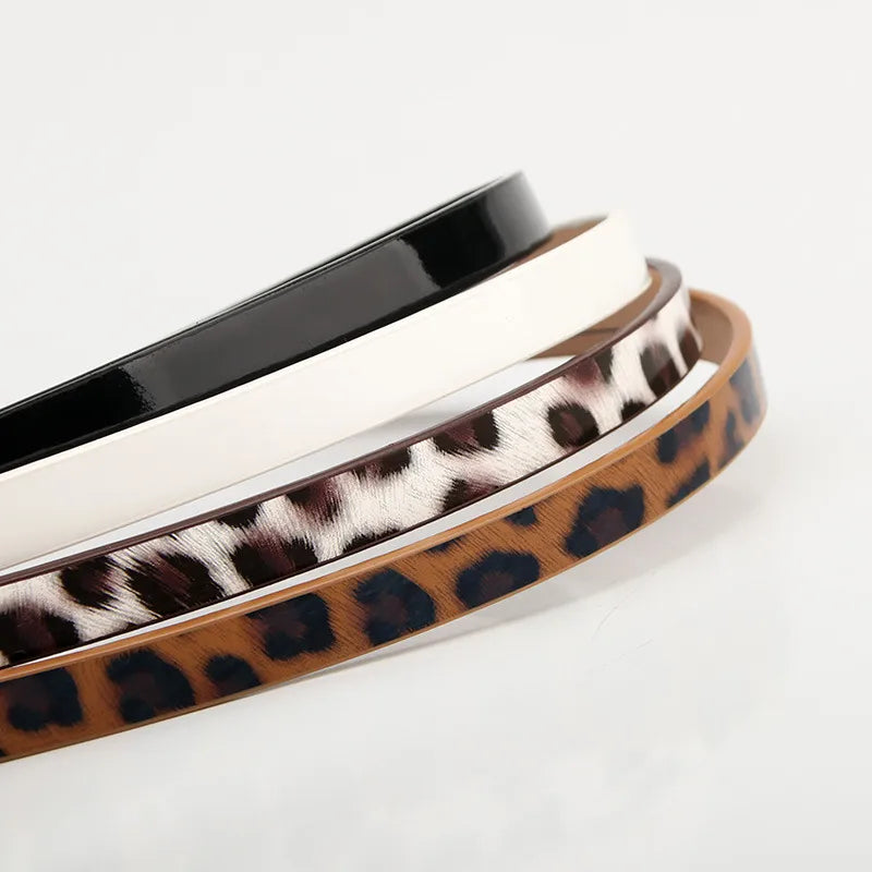 fashion solid color pu leather alloy women's leather belts