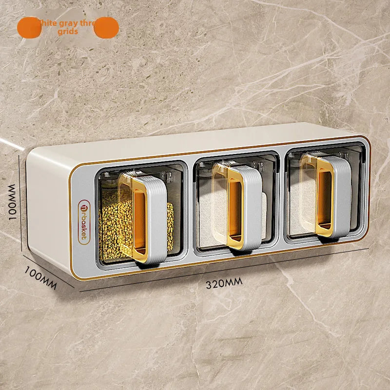 Seasoning box wall-mounted household kitchen pepper condiment storage box salt monosodium glutamate seasoning jar combination set
