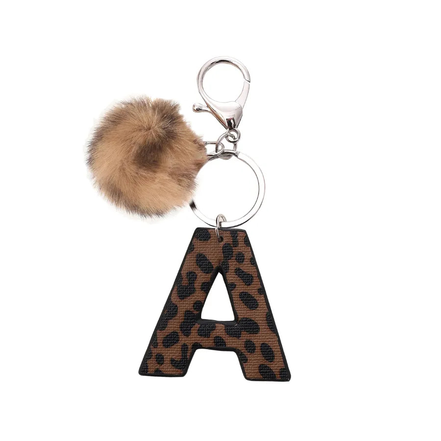 retro leopard pu leather bag pendant keychain