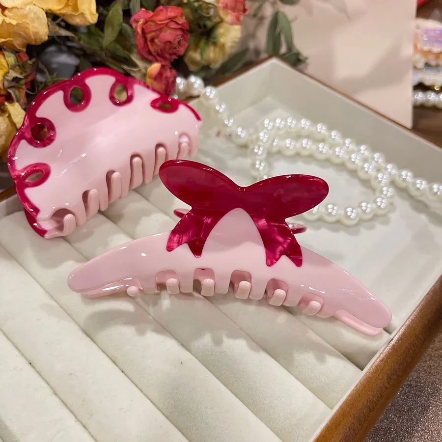 Women's Cute Sweet Semicircle Bow Knot Acetic acid sheets Hair Claws