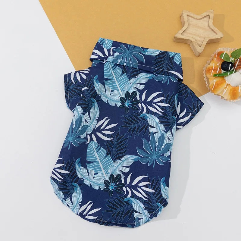 hawaiian polyester leaves pet clothing