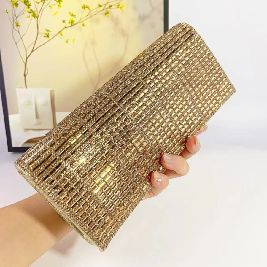 Elegant  Handbag Glitter Fashion Evening Clutch Handmade Diamond Stitching High-End Sensation Women's Purse