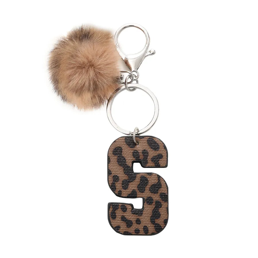 retro leopard pu leather bag pendant keychain