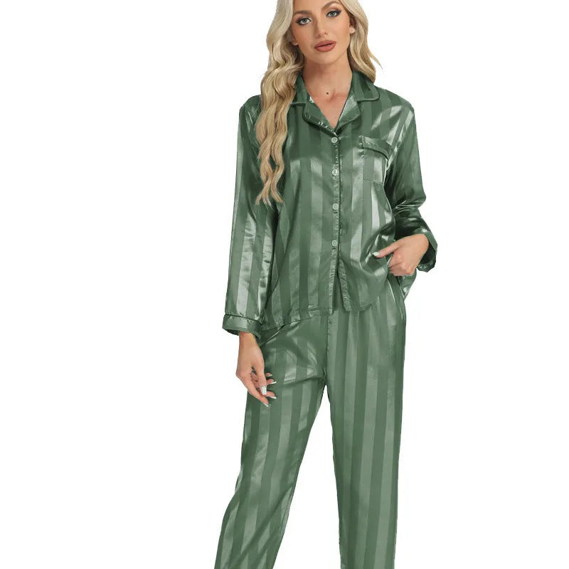 Elegant Long Sleeve Women's Home Clothes Set Sleepwear Casual Fashionable Floral Embroidery Comfortable Polyester Silk Blend