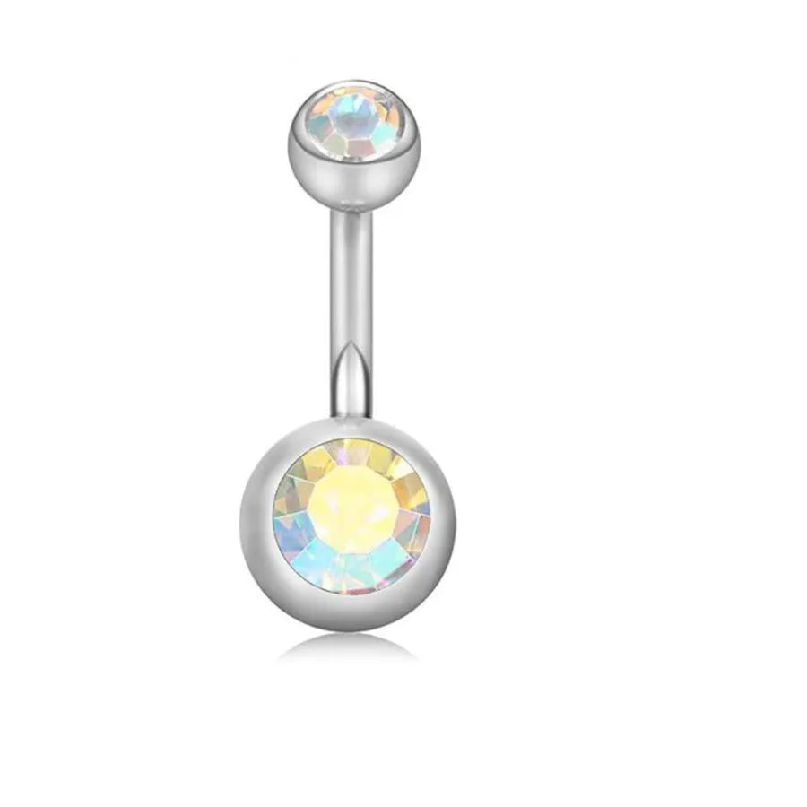 fashion solid color stainless steel inlay artificial gemstones belly ring