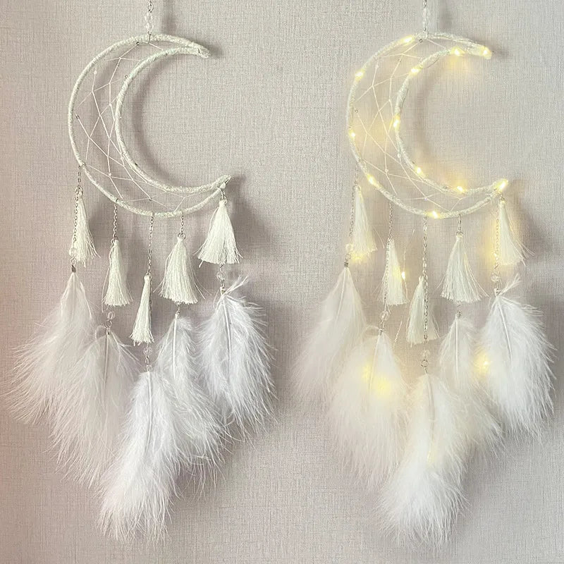 Simple Style Moon Feather Iron Dreamcatcher Wall Art