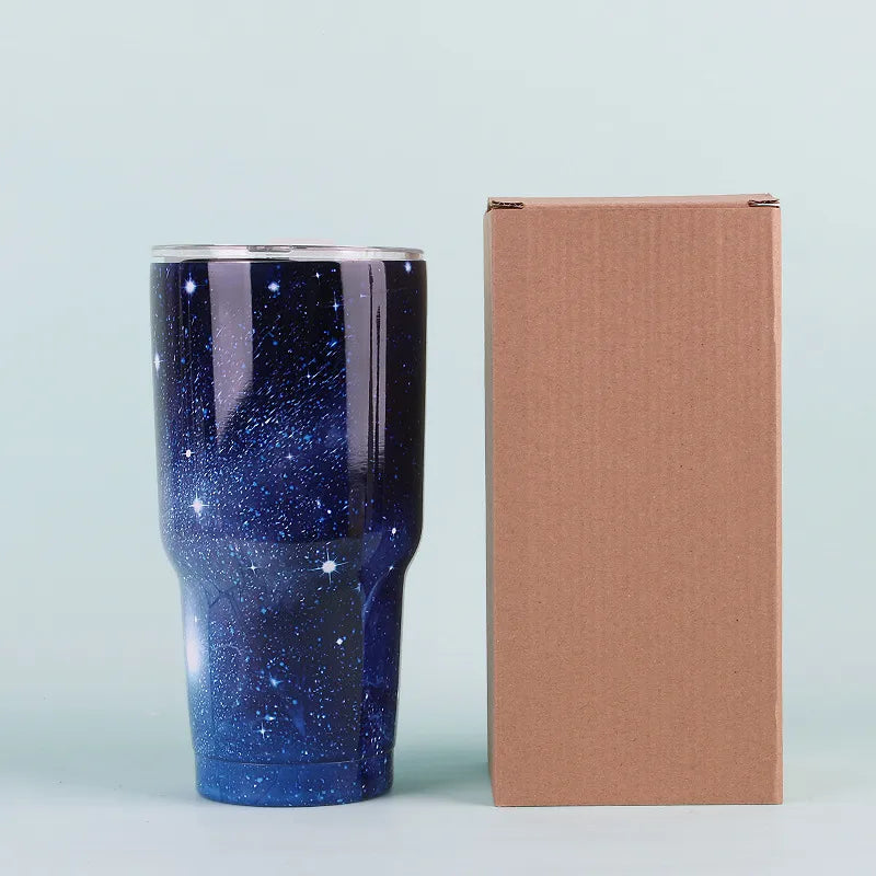Outdoor Starry Sky Car Stainless Steel Beer Steins,  Paint Transfer 30Oz Cup, Vacuum Large Ice Cup, Printable Logo