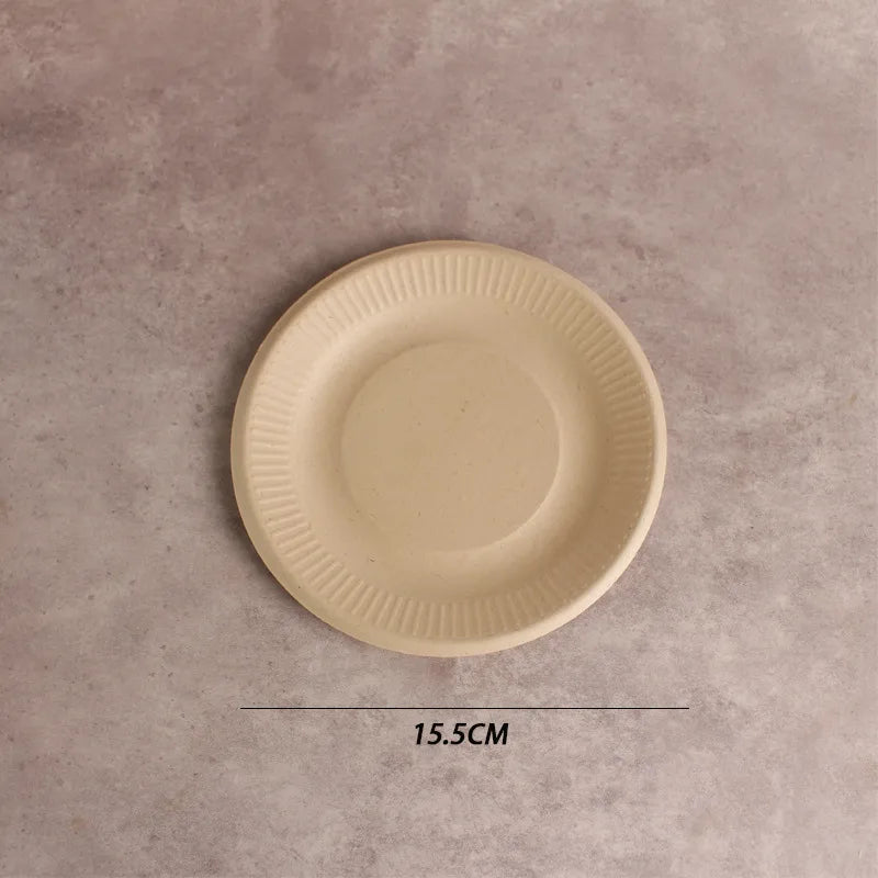 Disposable Sugarcane Pulp Paper Plate Dinner Plate Barbecue Cake Kindergarten Drawing DIY Paper Plate Thickened Pulp Plate