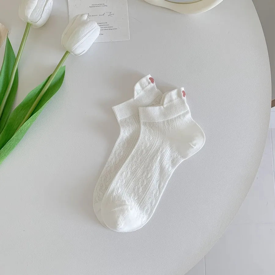 A Pair Basic Simple Style Women's Solid Color Bow Knot Cotton Ankle Socks