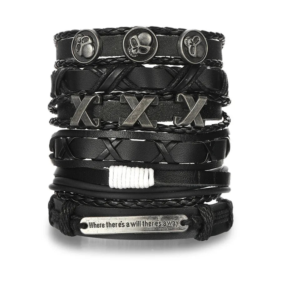 hip-hop solid color pu leather men's bangle 1 piece