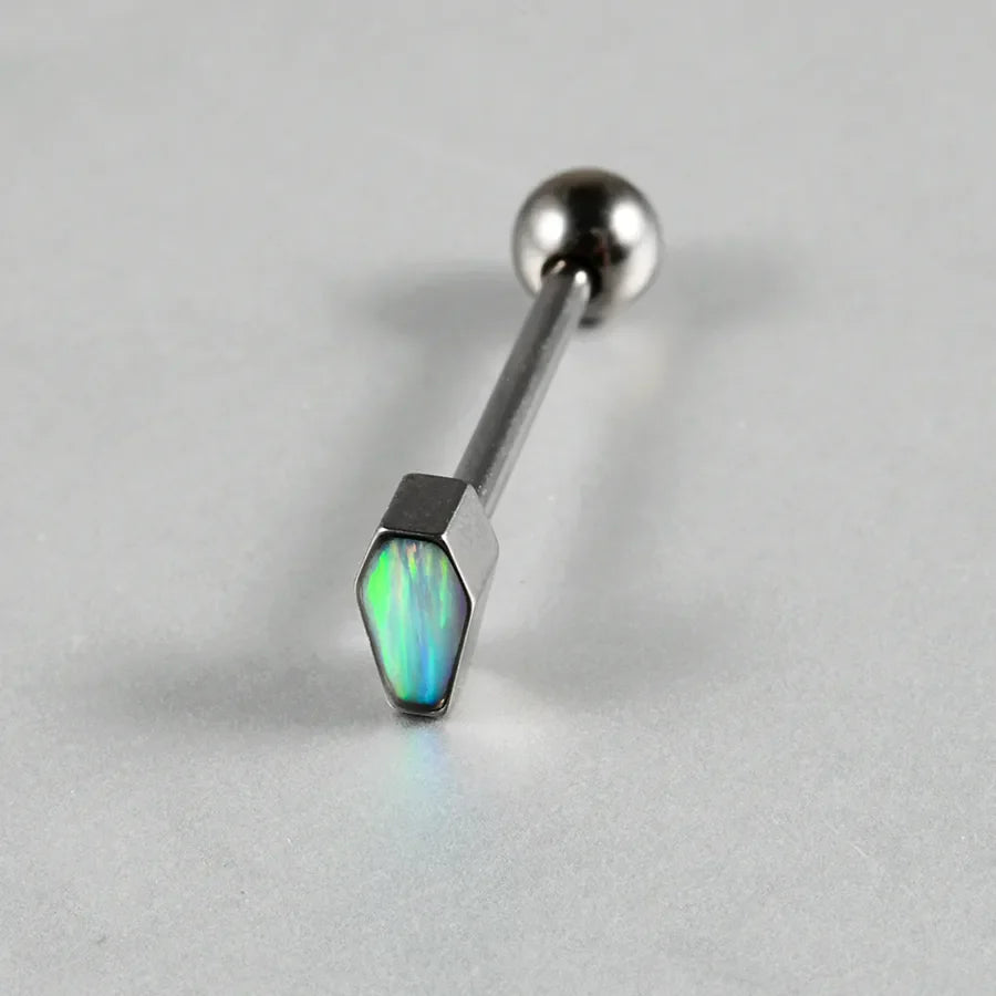 1 Piece Lip Rings Casual Elegant Vacation Coffin Horse Eye G23 Titanium Resin Opal Polishing Resin Opal Tongue Rings