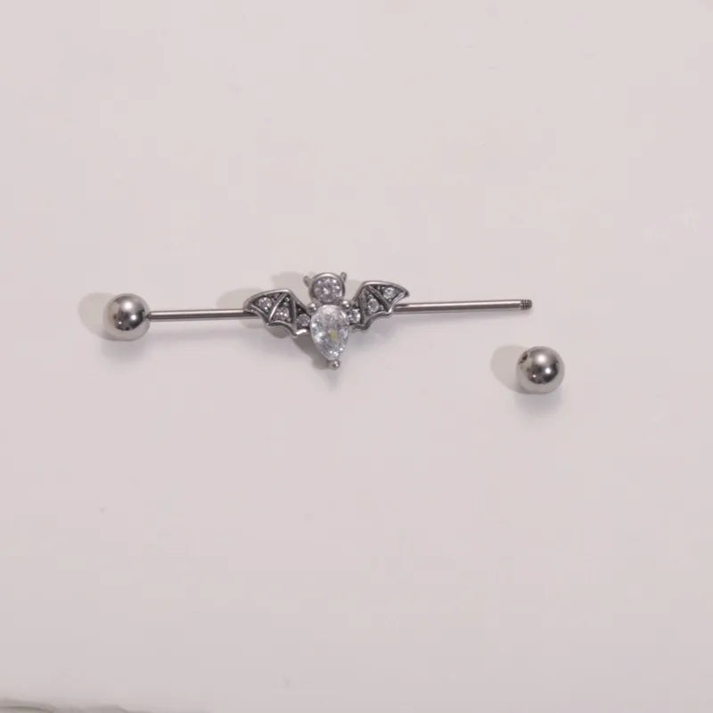 1 Piece Ear Cartilage Rings & Studs Casual Hip-Hop Punk Cross Wings Snake 316L Stainless Steel  Polishing Inlay Zircon Ear Cartilage Rings & Studs