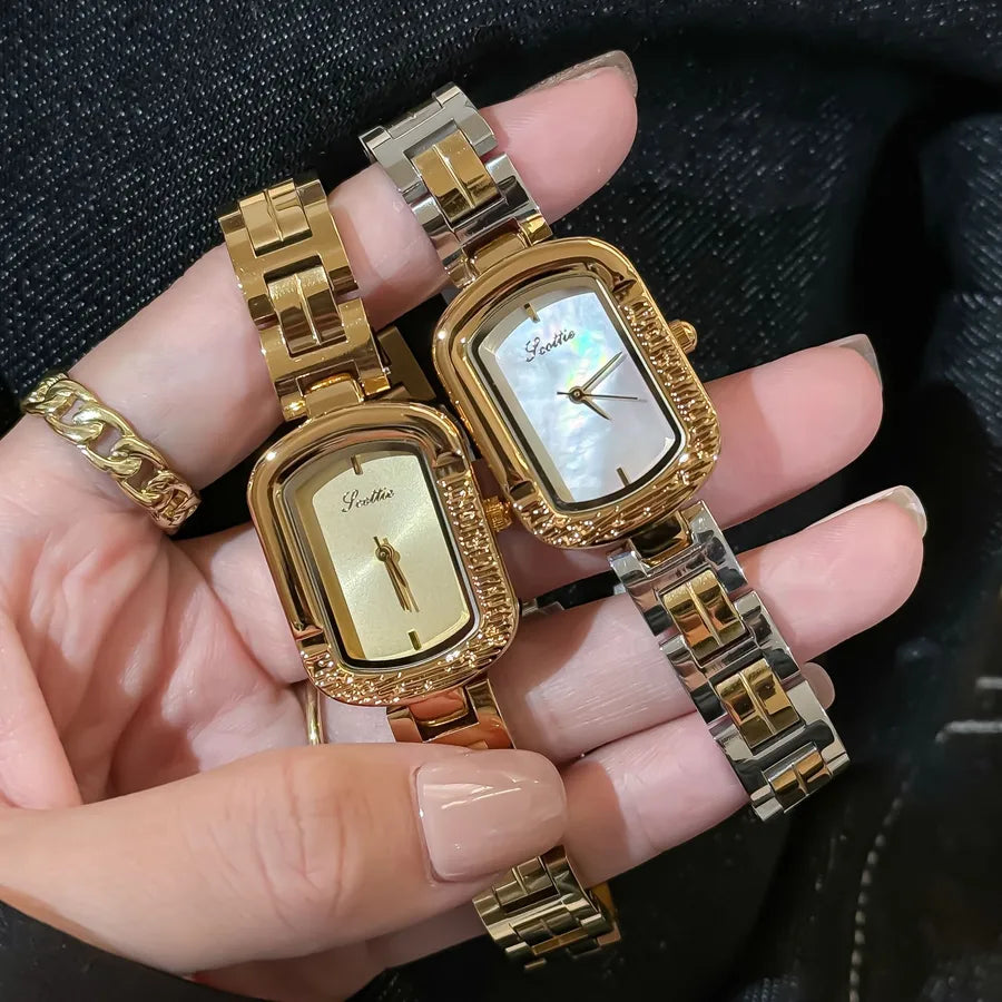 Elegant Luxurious Commute Rectangle Butterfly Double Snap Quartz Watch