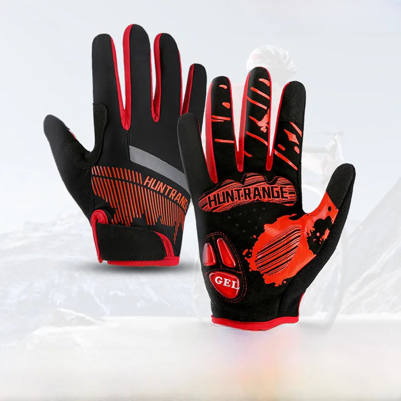 Outdoor Sports Bicycle Long Finger Gloves Touch Screen Nylon Breathable Liquid Silicone Shock Absorbing Spring and Summer Cycling Gloves
