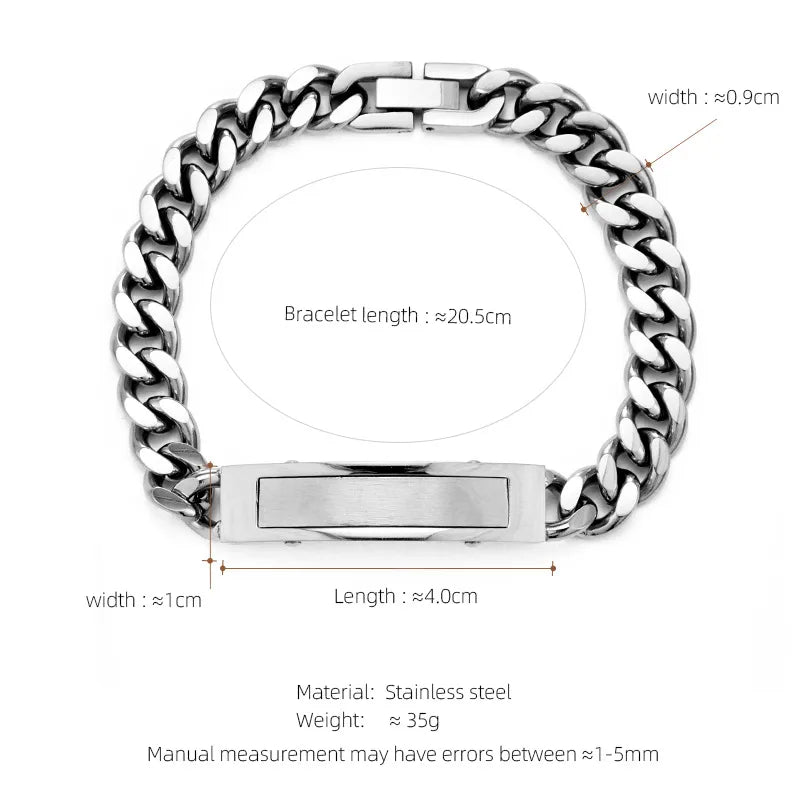 Hip-Hop Geometric 304 Stainless Steel Plating Men's Bracelets Men Chain Bracelets