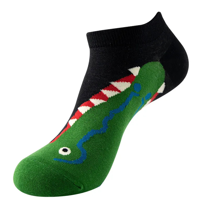 unisex sports cartoon stripe bird cotton jacquard crew socks 1 set