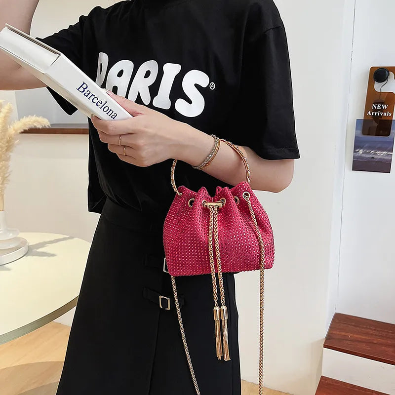 women's small pu leather fashion bucket bag