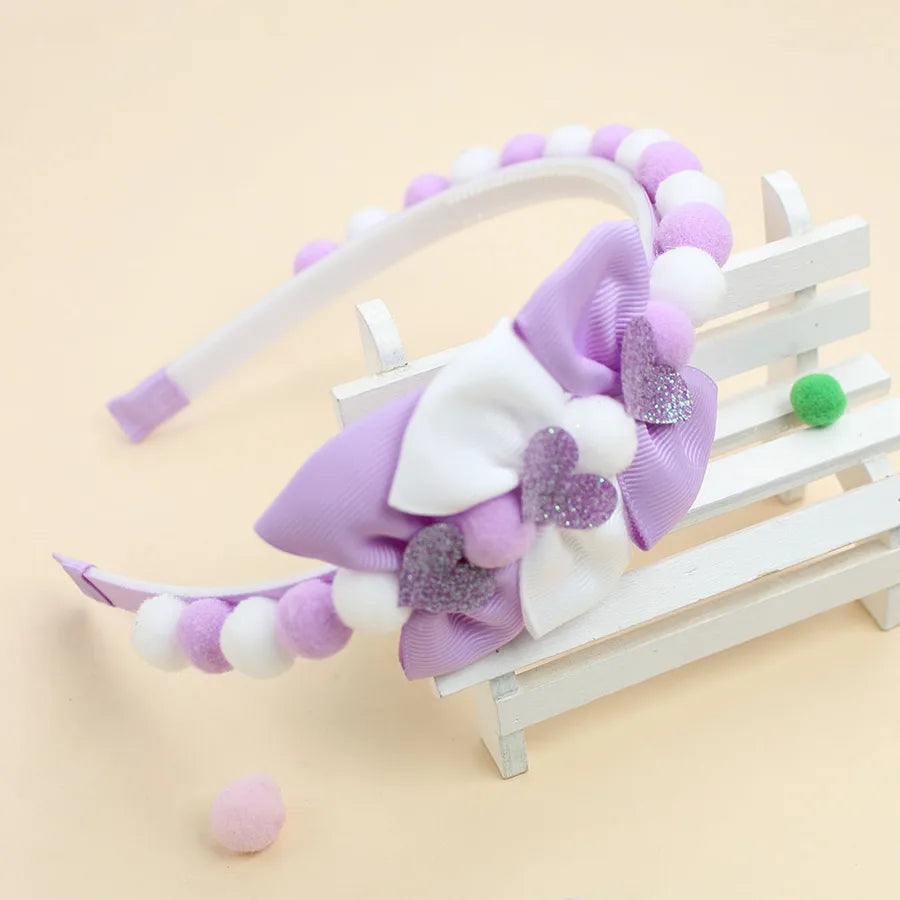 New Valentine's Day Hair Ball Double-layer Bubble Flower Bow Hair Band Sweet Cute Girl Headwear
