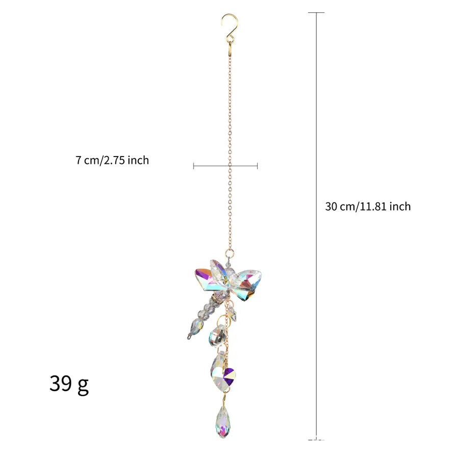 Modern Style Classic Style Dragonfly Butterfly Crystal Suncatcher Wind Chime Wall Art