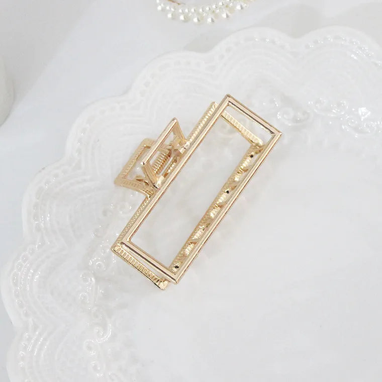 simple style sector shell rectangle imitation pearl rhinestone metal hair claws
