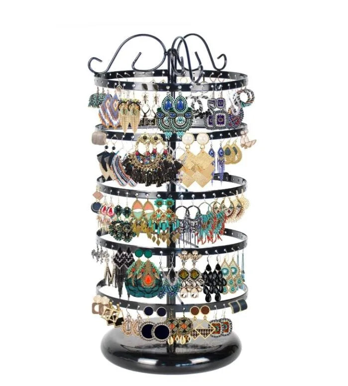 hot 5 Layer 220 Hole Earrings Metal Rotating Earrings Storage Box, Exquisite Jewelry Display Stand