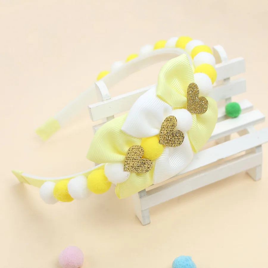 New Valentine's Day Hair Ball Double-layer Bubble Flower Bow Hair Band Sweet Cute Girl Headwear