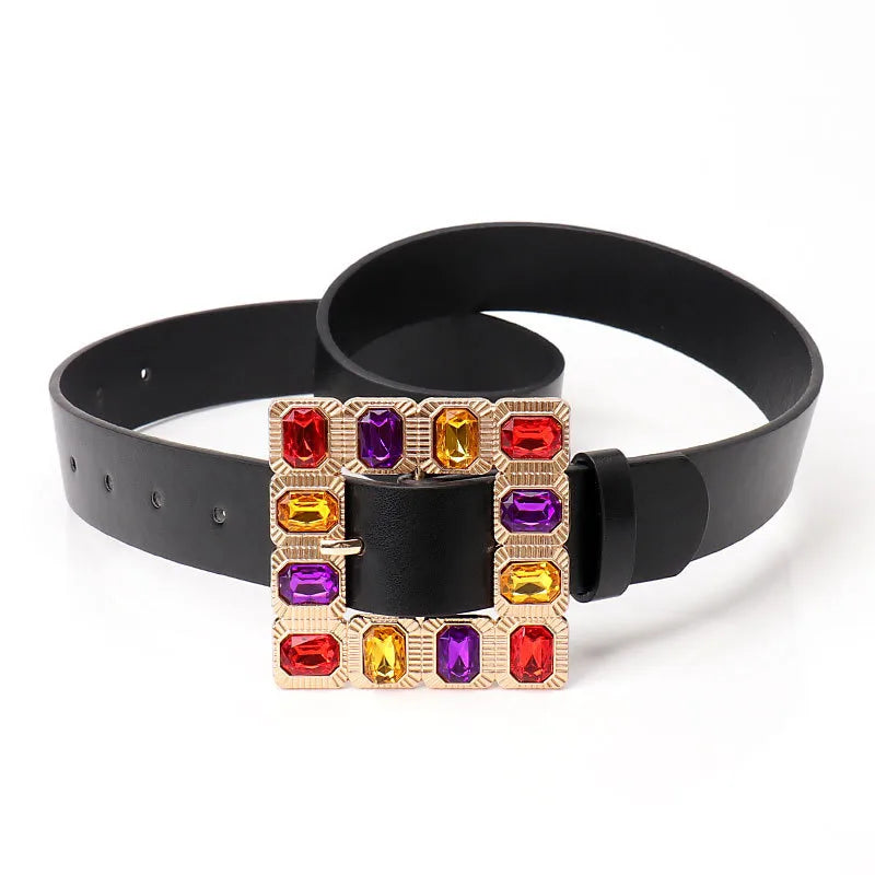 Streetwear Solid Color Imitation Leather Alloy Women's Leather Belts