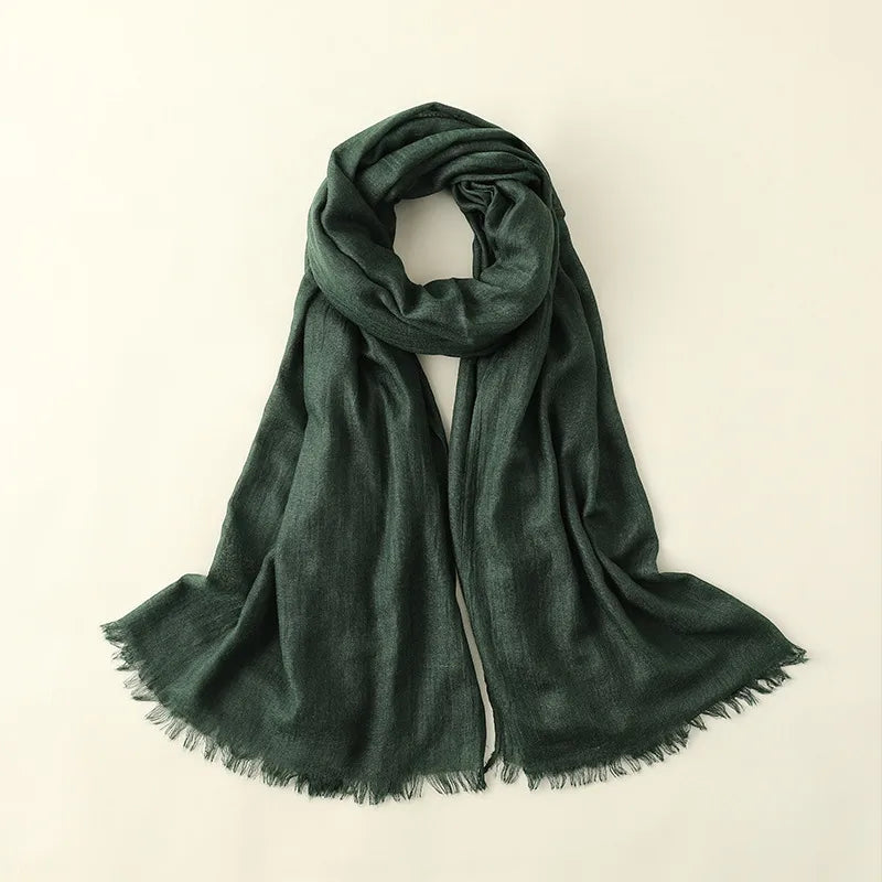 women's elegant solid color cotton silk scarves