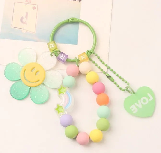 sweet Smile face flower resin women's bag pendant keychain