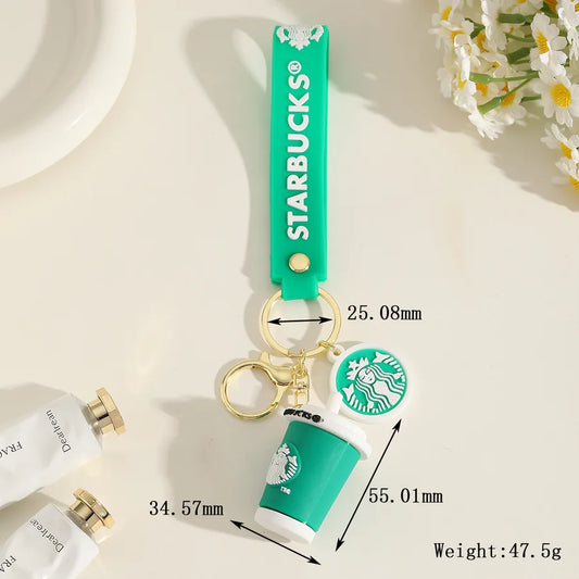 1 Piece IG Style Cute Simple Style coffee brand Coffee Cup Alloy soft glue Inlay PVC Soft Rubber Imitation Gold  Lobster Trigger Clasp Closure Keychain