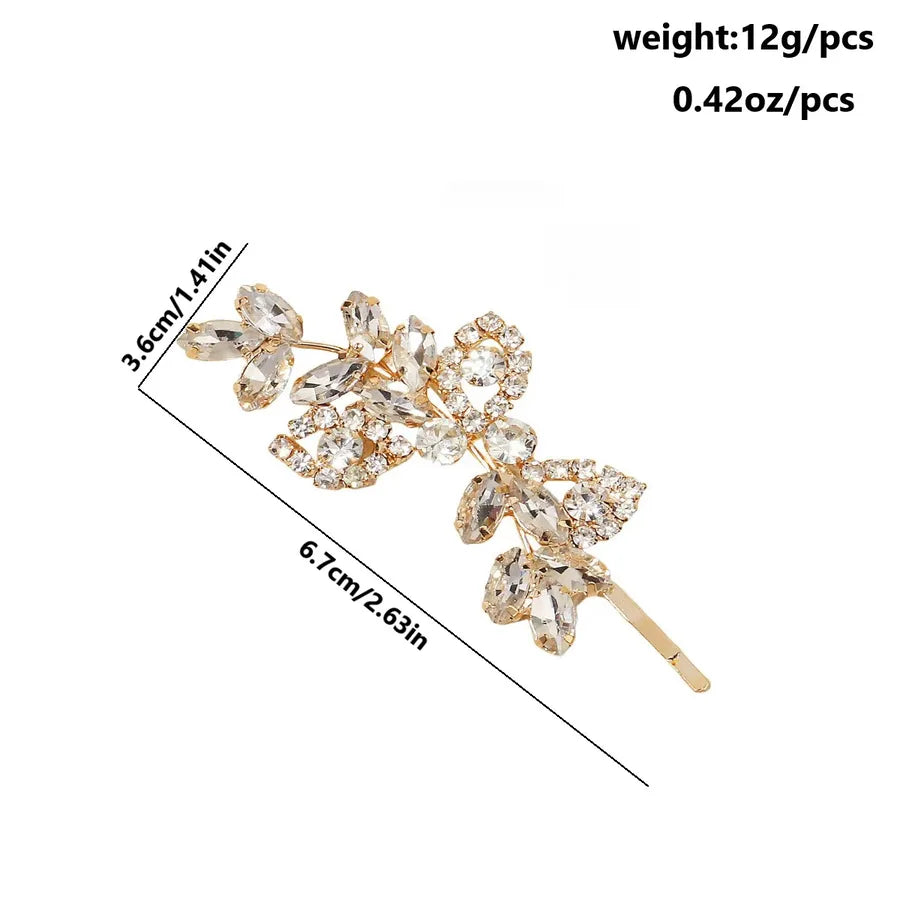 Sweet Commute Women's Leaf Copper Inlay Crystal Zircon Hair Clip